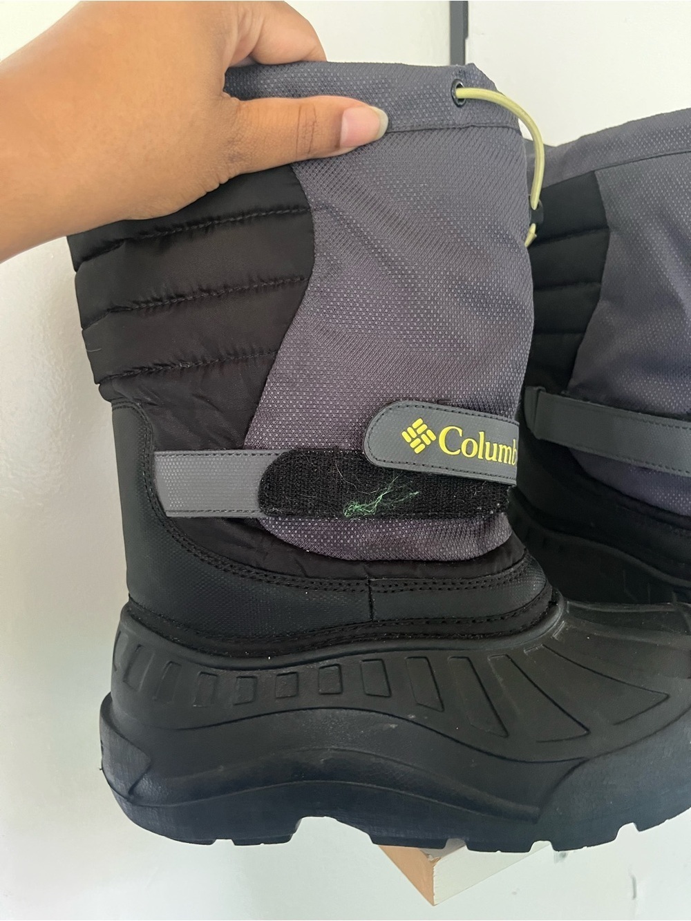 Columbia Kids Black and Gray Insulated Snow Boots with Yellow Accents - Picture 3 of 5